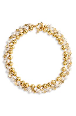 Karine Sultan Freshwater Pearl Layered Necklace in Gold