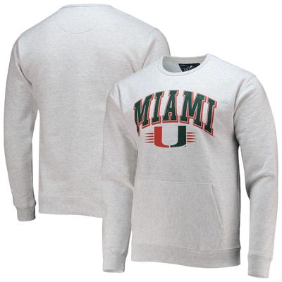 Men's League Collegiate Wear Heathered Gray Miami Hurricanes Upperclassman Pocket Pullover Sweatshirt in Heather Gray