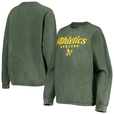 Women's G-III 4Her by Carl Banks Green Oakland Athletics Comfy Cord Pullover Sweatshirt