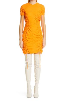 Stella McCartney Ruched Body-Con Jersey Minidress in Bright Orange