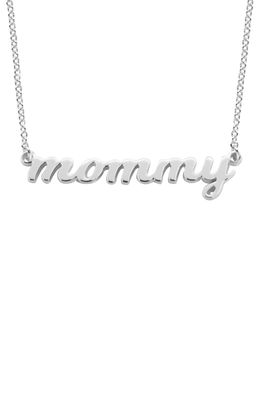 Tiny Tags Script Mommy Pendant Necklace in Silver