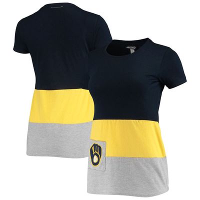 Women's Refried Apparel Navy Milwaukee Brewers Sustainable Fitted T-Shirt