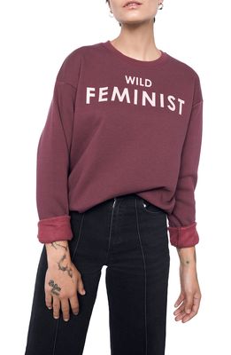 WILDFANG The Wild Feminist Crewneck Sweatshirt in Wine Tasting/Zephyr