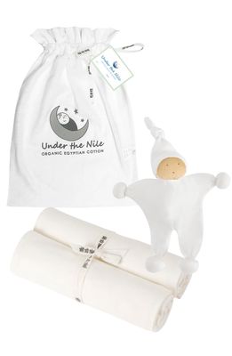 Under the Nile Organic Egyptian Cotton Swaddle Blanket & Lovey Set in White