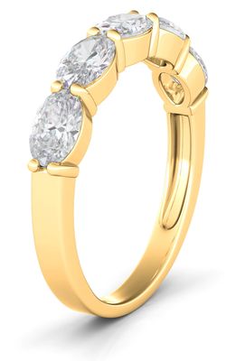 HauteCarat Oval Lab Created Diamond Half Eternity Ring in 1.08 Ctw Yellow Gold