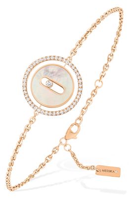 Messika Lucky Move Mother-of-Pearl & Diamond Pendant Bracelet in Pink Gold