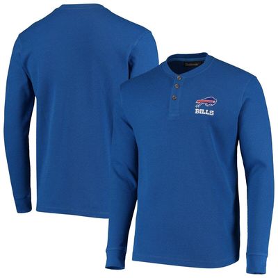 Men's Dunbrooke Royal Buffalo Bills Logo Maverick Thermal Henley Long Sleeve T-Shirt