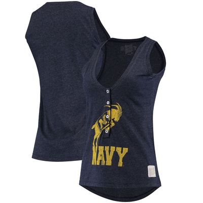 Women's Original Retro Brand Navy Navy Midshipmen Relaxed Henley Tank Top