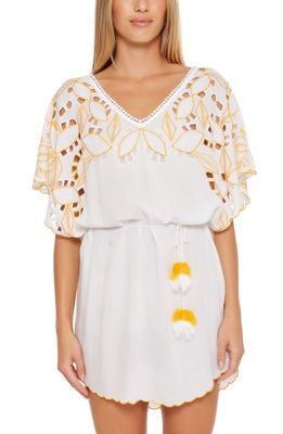 Trina Turk Lahaina Belted Cover-Up Tunic Dress in White