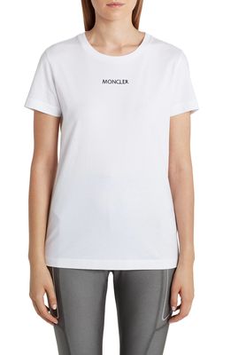 Moncler Logo Embroidered T-Shirt in White