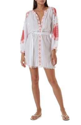 Melissa Odabash Katya Cover-Up Tunic Dress in White/Red