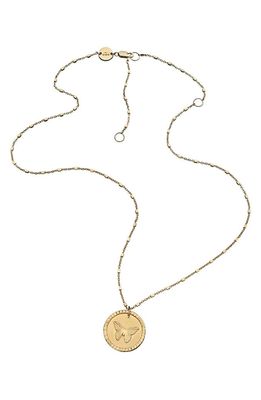 Jennifer Zeuner Amelia Butterfly Coin Pendant Necklace in Gold Vermeil