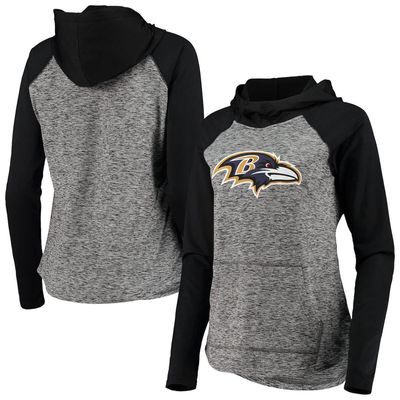 Women's G-III 4Her by Carl Banks Heathered Gray/Black Baltimore Ravens Championship Team Ring Raglan Pullover Hoodie in Heather Gray