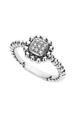 LAGOS Caviar Spark Diamond Square Ring in Silver/Diamond