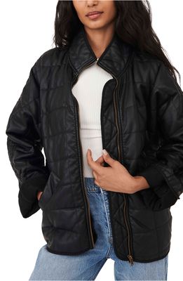 Free People Quilted Faux Leather Jacket in Black