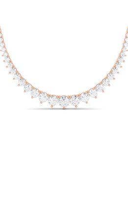 HauteCarat Graduated Lab Created Diamond Necklace in Rose Gold