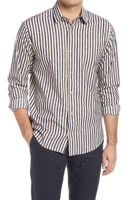 NN07 Errico 5010 Stripe Men's Button-Up Shirt in White Stripe