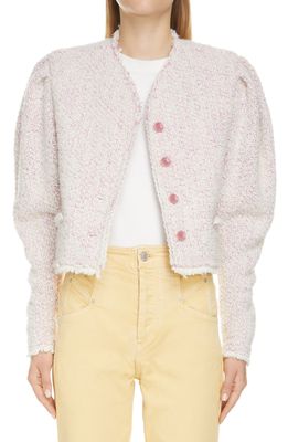 Isabel Marant Izma Leg of Mutton Sleeve Boucle Jacket in Light Pink