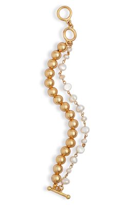 Karine Sultan Freshwater Pearl Layered Bracelet in Gold
