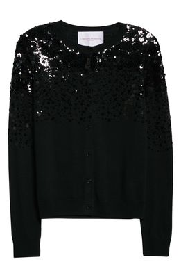 Carolina Herrera Degrade Sequin Silk & Cashmere Cardigan in Black