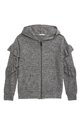 Habitual Girl Kids' Kinsley Ruffle Hooded Sweatshirt in Grey