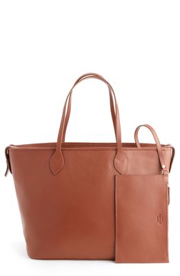 ROYCE New York Leather Tote with Wristlet in Tan