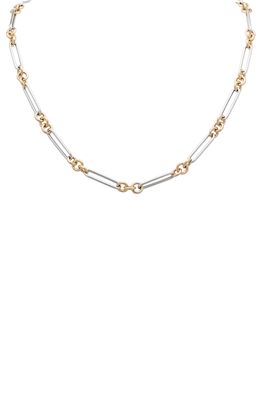 Stephanie Windsor Trombone Link Chain Necklace in Yellow/White Gold