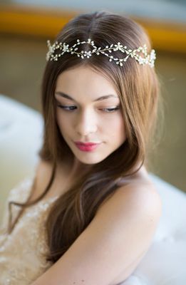 Brides & Hairpins Octavia Pearl & Jeweled Halo & Sash in Classic Silver