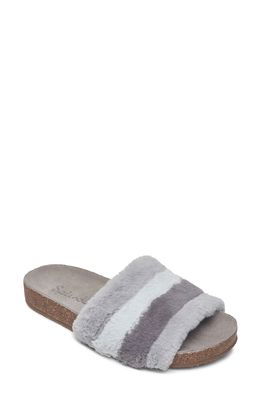 Splendid Robin Stripe Faux Fur Slide Sandal in Stone Multi