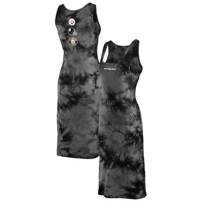 Women's WEAR by Erin Andrews Black Pittsburgh Steelers Tie-Dye Tank Top Dress