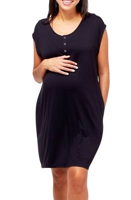 Nom Maternity Clementine Maternity/Nursing Nightgown in Black