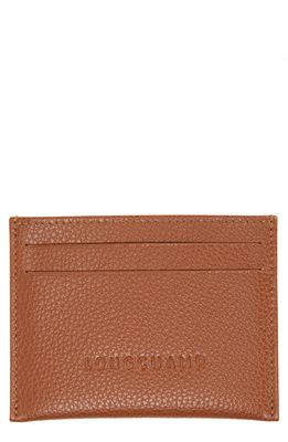 Longchamp Le Foulonne Leather Card Case in Caramel