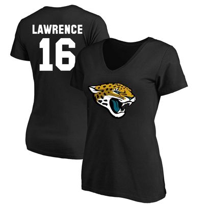 Women's Fanatics Branded Trevor Lawrence Black Jacksonville Jaguars Plus Size Player Name & Number V-Neck T-Shirt