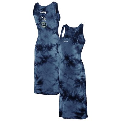 Women's WEAR by Erin Andrews College Navy Seattle Seahawks Tie-Dye Tank Top Dress