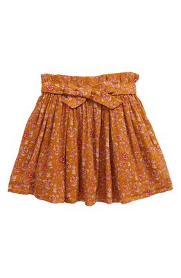 Bonpoint Tui Floral Paperbag Waist Cotton Skirt in Caramel