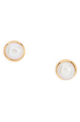 Monica Vinader Cultured Pearl Stud Earrings in Yellow Gold