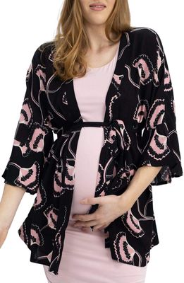Angel Maternity Print Jacket in Black/Pink