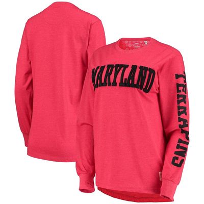 Women's Pressbox Red Maryland Terrapins Two-Hit Canyon Long Sleeve T-Shirt