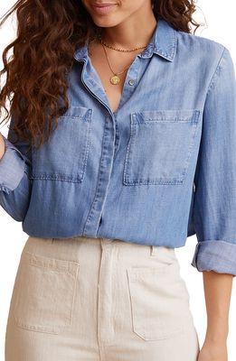 Bella Dahl Two Pocket Chambray Button-Up Shirt in Medium Omb