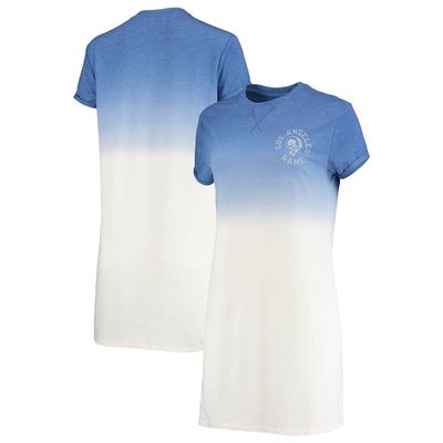 Women's Junk Food Heathered Royal/White Los Angeles Rams Ombre Tri-Blend T-Shirt Dress in Heather Royal