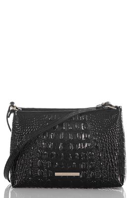 Brahmin Lorelei Croc Embossed Leather Shoulder Bag in Black