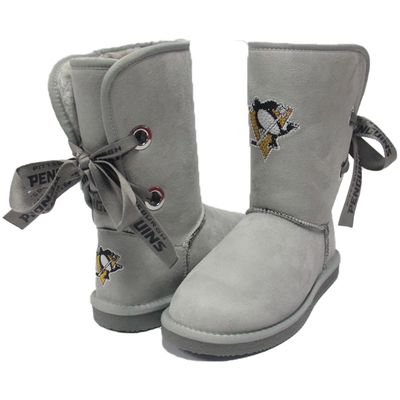 Women's Cuce Pittsburgh Penguins Champion Ribbon Boots in Gray