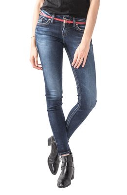 Silver Jeans Co. Suki Distressed Skinny Fit Jeans in Indigo
