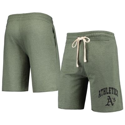 Men's Concepts Sport Heathered Olive Oakland Athletics Mainstream Tri-Blend Shorts in Green