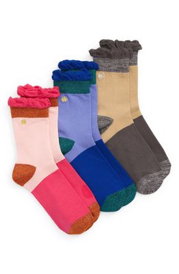 Lele Sadoughi Women's 3-Pack Confetti Ruffle Socks in Electric Rainbow