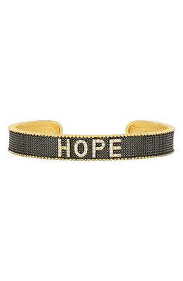 FREIDA ROTHMAN Pave Hope Cuff Bracelet in Gold And Black