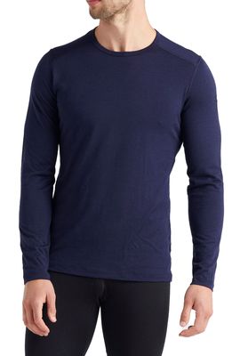 Icebreaker Oasis Long Sleeve Merino Wool Base Layer T-Shirt in Midnight Navy