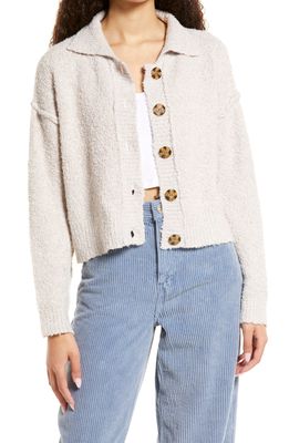 BDG Urban Outfitters Crop Chenille Cardigan in Cream