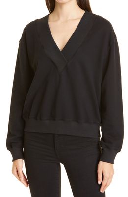 AG Nova V-Neck Cotton Sweatshirt in True Black