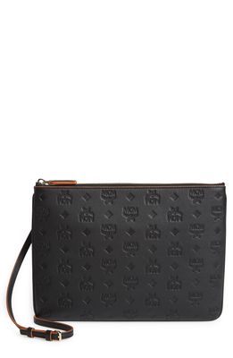 MCM Klara Monogram Leather Crossbody Pouch in Black